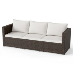 Gainoom 3-Piece Outdoor Wicker Sectional Sofa Set Pe Rattan Modular Couch With Thick Cushions - thumbnail 9