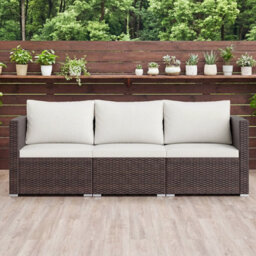 Gainoom 3-Piece Outdoor Wicker Sectional Sofa Set Pe Rattan Modular Couch With Thick Cushions - thumbnail 5