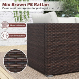 Gainoom 3-Piece Outdoor Wicker Sectional Sofa Set Pe Rattan Modular Couch With Thick Cushions - thumbnail 8