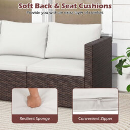 Gainoom 3-Piece Outdoor Wicker Sectional Sofa Set Pe Rattan Modular Couch With Thick Cushions - thumbnail 6