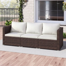 Gainoom 3-Piece Outdoor Wicker Sectional Sofa Set Pe Rattan Modular Couch With Thick Cushions - thumbnail 1