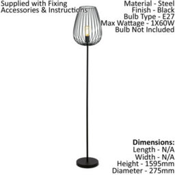 Elegant Black Steel Standing Floor Lamp For Modern Living Rooms - thumbnail 2