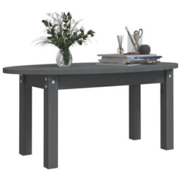 Berkfield Coffee Table Grey 80X40X35 Cm Solid Wood Pine - thumbnail 4