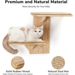 Cat Wall Shelves ,2 Platform Cats Wall Shelf, Tree Shape Wall-Mount - thumbnail 6