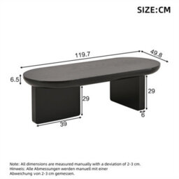 Abrihome Modern Coffee Table, Oval Center Table, Spray-Painted End Table, Simple Sofa Table, Side Table, Mdf, 119.7X49.8X35.5 Cm, Black - thumbnail 2