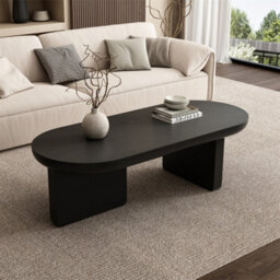 Abrihome Modern Coffee Table, Oval Center Table, Spray-Painted End Table, Simple Sofa Table, Side Table, Mdf, 119.7X49.8X35.5 Cm, Black - thumbnail 9