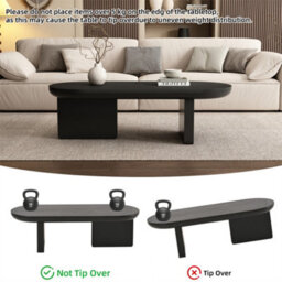 Abrihome Modern Coffee Table, Oval Center Table, Spray-Painted End Table, Simple Sofa Table, Side Table, Mdf, 119.7X49.8X35.5 Cm, Black - thumbnail 7