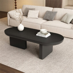 Abrihome Modern Coffee Table, Oval Center Table, Spray-Painted End Table, Simple Sofa Table, Side Table, Mdf, 119.7X49.8X35.5 Cm, Black - thumbnail 8