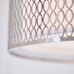 Anson Lighting Cuba 3Lt Pendant Light Finished In Satin Nickel Plate, White Fabric And Frosted Glass - thumbnail 7