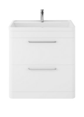 Hudson Reed Solar Floor Standing 2 Drawer Vanity Unit & Polymarble Basin, Pure White Matt, 800 X 840 X 450mm - image 1