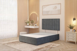 Somnior Beds Somnior Alexas Plush Velvet 2Ft6 Small Single Divan Bed Base With Upholstered Headboard Silver - thumbnail 2