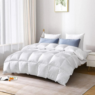 Homes & Linen Duck Down Quilt Duvet 100% Cotton Cover Box Stitched Piped Edging Hypoallergenic Warm And Cosy Duck Feather And Down Filled Quilt