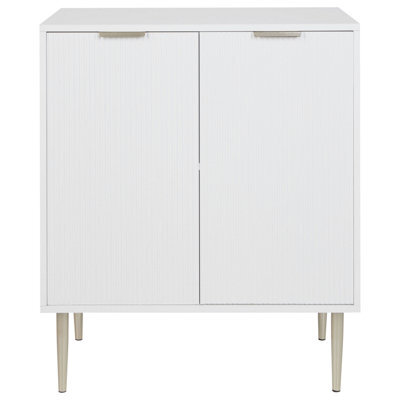 Wyld And Coco Nordicnest White Mdf Sideboard With Fluted Doors, 2 Doors And 2 Shelves, Metal Legs - Medium. - image 1