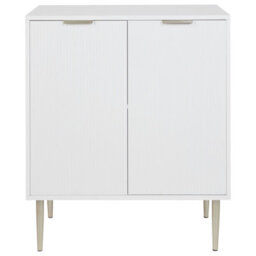 Wyld And Coco Nordicnest White Mdf Sideboard With Fluted Doors, 2 Doors And 2 Shelves, Metal Legs - Medium. - thumbnail 1