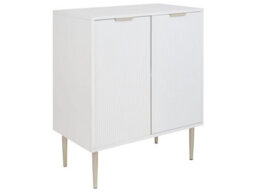 Wyld And Coco Nordicnest White Mdf Sideboard With Fluted Doors, 2 Doors And 2 Shelves, Metal Legs - Medium. - thumbnail 3
