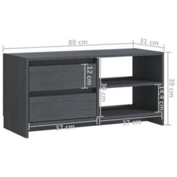 Vidaxl Tv Cabinet Grey 80X31X39 Cm Solid Pinewood Tv Cabinets - thumbnail 3