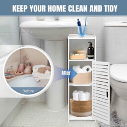 3 Tier Bathroom Floor Cabinet With Door Freestanding Storage Organizer For Bathroom Kitchen Bedroom Living Room - thumbnail 6