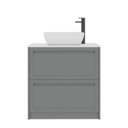 Royal Bathrooms Royal Bathroom Elmore 800mm Matt Pebble Grey Freestanding Bathroom Vanity Unit 2 Drawer Plain White Worktop With Elva Basin - thumbnail 7