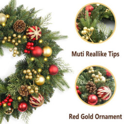 Amorly Christmas Wreath Pre-Lit 15.74 Inch With Light, Artificial Christmas Wreaths For Front Door, Wreath For Christmas Decoration - thumbnail 5