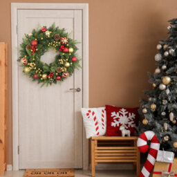 Amorly Christmas Wreath Pre-Lit 15.74 Inch With Light, Artificial Christmas Wreaths For Front Door, Wreath For Christmas Decoration - thumbnail 4