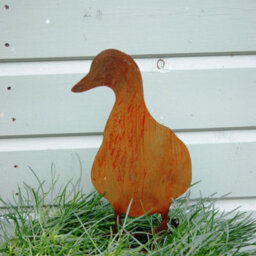 Poppy Forge Duck Facing On Stake - Hand Made By Traditional Forge, Steel Garden Ornament - Steel - W17.8 X H30 Cm - Bare Metal/ready To Rust - thumbnail 3