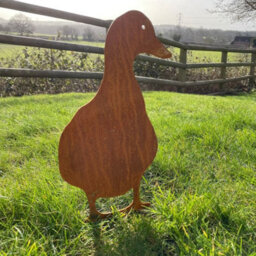 Poppy Forge Duck Facing On Stake - Hand Made By Traditional Forge, Steel Garden Ornament - Steel - W17.8 X H30 Cm - Bare Metal/ready To Rust - thumbnail 2