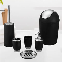 6 Piece Bathroom Accessories Set Including Waste Bin Toothbrush Holder Tumbler Soap Dish Soap Dispenser And Toilet Brush - thumbnail 1