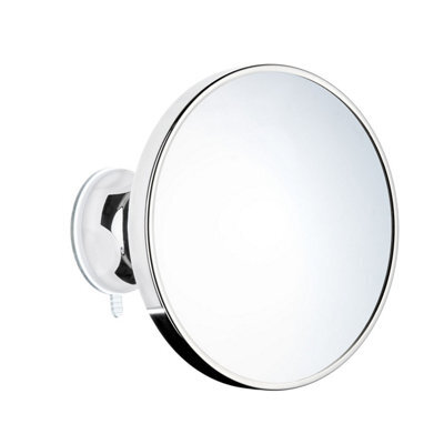 Beslagsboden Polished Chrome Bathroom Mirror (200mm) Suction Cup Wall Mount Adjustable 7X Magnification Makeup Shaving Mirror - image 1