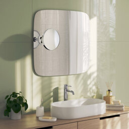 Beslagsboden Polished Chrome Bathroom Mirror (200mm) Suction Cup Wall Mount Adjustable 7X Magnification Makeup Shaving Mirror - thumbnail 2
