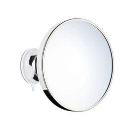 Beslagsboden Polished Chrome Bathroom Mirror (200mm) Suction Cup Wall Mount Adjustable 7X Magnification Makeup Shaving Mirror