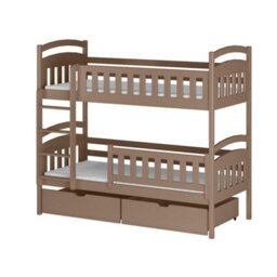 Arte Ignas Milk Chocolate Wooden Bunk Bed With Storage 90 X 190Cm - With 2 Foam Bonnell Mattresses - thumbnail 1