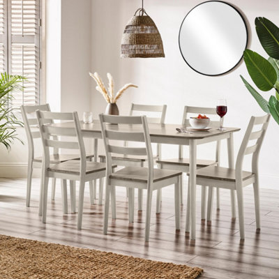 Furniturebox Uk Lynton Large White & Light Grey Wooden Dining Table & 6 Grey Dining Chairs - image 1