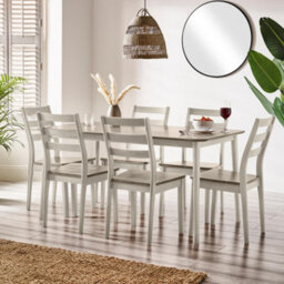 Furniturebox Uk Lynton Large White & Light Grey Wooden Dining Table & 6 Grey Dining Chairs - thumbnail 1
