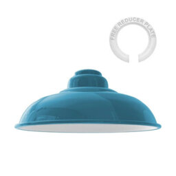 Glossy Cyan Blue Metal Lampshade Modern Pendant Light Shade For Indoor Home Décor - thumbnail 1