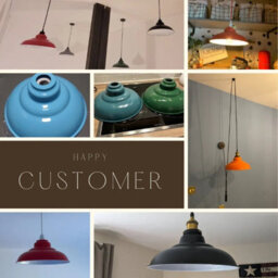 Glossy Cyan Blue Metal Lampshade Modern Pendant Light Shade For Indoor Home Décor - thumbnail 3