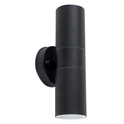 Valuelights Stainless Steel Black External Up/down Ip44 Rated Outdoor Security Wall Light With 2 X 5W Gu10 Warm White Led Bulbs - image 1