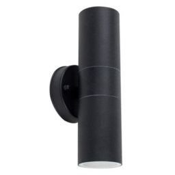 Valuelights Stainless Steel Black External Up/down Ip44 Rated Outdoor Security Wall Light With 2 X 5W Gu10 Warm White Led Bulbs