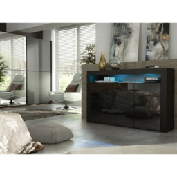 Tv Unit 155Cm Sideboard Cabinet Cupboard Tv Stand Living Room High Gloss Doors - Black - thumbnail 4