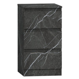 Zita Grey Marble Effect 3 Drawer Bedside Table - Modern Nightstand, (L) 40Cm X (W) 38Cm X (H) 68Cm, Stylish Bedroom Furniture