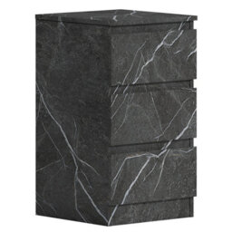 Zita Grey Marble Effect 3 Drawer Bedside Table - Modern Nightstand, (L) 40Cm X (W) 38Cm X (H) 68Cm, Stylish Bedroom Furniture - thumbnail 4
