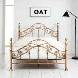 OAT Home Kensington Antique Brass Effect Victorian French Metal Small Double Bed Frame - thumbnail 2
