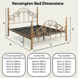 OAT Home Kensington Antique Brass Effect Victorian French Metal Small Double Bed Frame - thumbnail 9