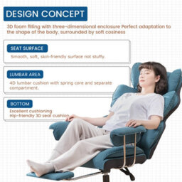 Comhoma Gaming Chair Heavy Duty Executive Office Chair With Footrest Big And Tall Adjustable High Back Computer Chairs Blue - thumbnail 3