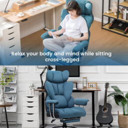 Comhoma Gaming Chair Heavy Duty Executive Office Chair With Footrest Big And Tall Adjustable High Back Computer Chairs Blue - thumbnail 4