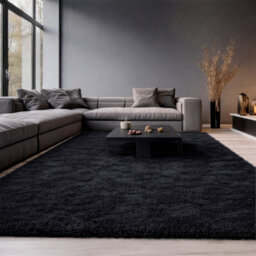 Aspire Homeware Non-Slip Black Shaggy Rug Soft Fluffy Washable, Living Area And Dining Room Rug, (L)290Cm X (W)200Cm - thumbnail 1