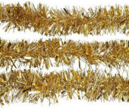 Shatchi Shiny Thick Tinsel For Christmas Trees And Decoration, 2M Long, 11Cm Wide  Gold - thumbnail 8