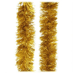 Shatchi Shiny Thick Tinsel For Christmas Trees And Decoration, 2M Long, 11Cm Wide  Gold - thumbnail 1