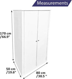 Home Treats White 2 Door Wardrobe Wooden Modern Bedroom Storage Cupboard With Hanging Rail & Shelf - thumbnail 2