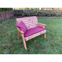 Marlborough Traditional Wooden 2 Seater Bench With 1 X Bench Cushion Burgundy, 1 X Scatter Cushion Burgundy & Standard Fitted Cover - thumbnail 3