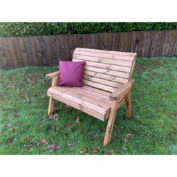 Marlborough Traditional Wooden 2 Seater Bench With 1 X Bench Cushion Burgundy, 1 X Scatter Cushion Burgundy & Standard Fitted Cover - thumbnail 5